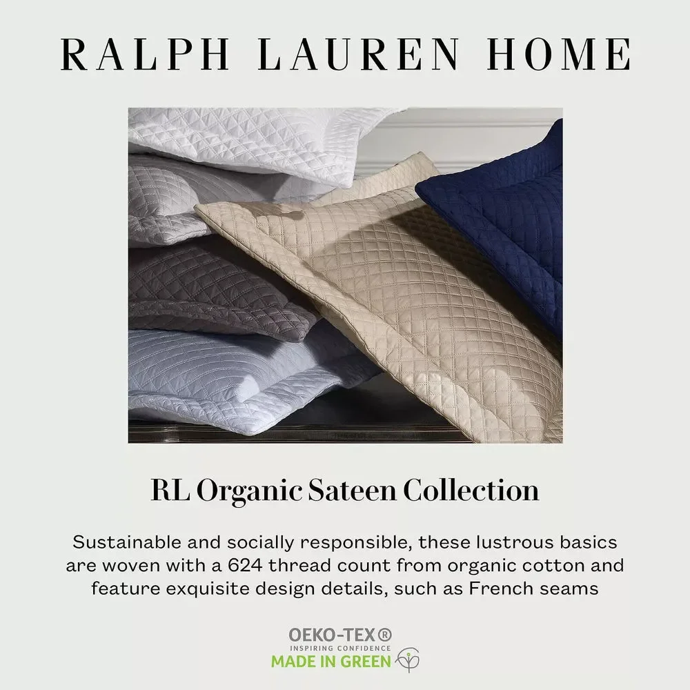 Ralph Lauren RL Organic Sateen Border Twin Flat Sheet Costal Sand